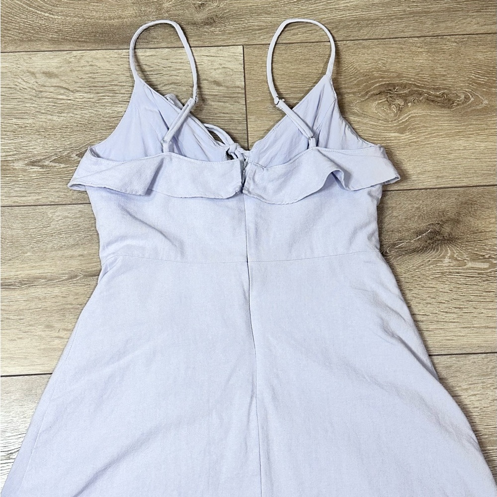 The Impeccable Pig Periwinkle Tie Front Linen Blend Mini Dress - Picture 11 of 11